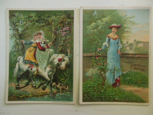 Trade Cards Lazell's Unrivalled Perfumes (Girls on Horse, Lady in Blue)
