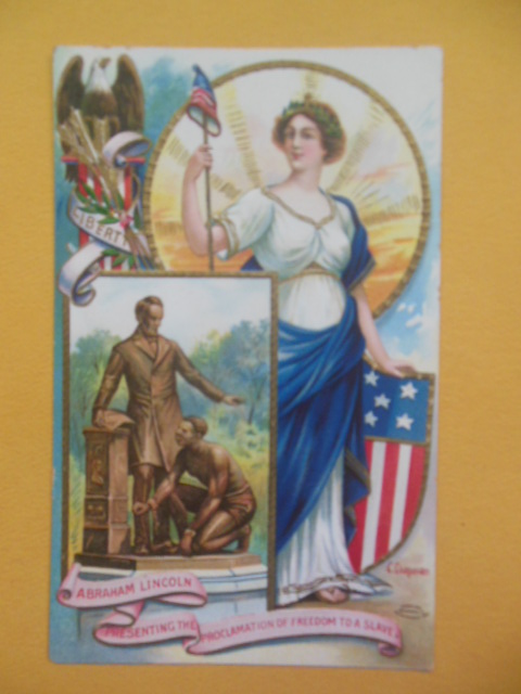 Postcard Abraham Lincoln Presenting Proclamation of Freedom to A Slave (1912 C. Chapman)