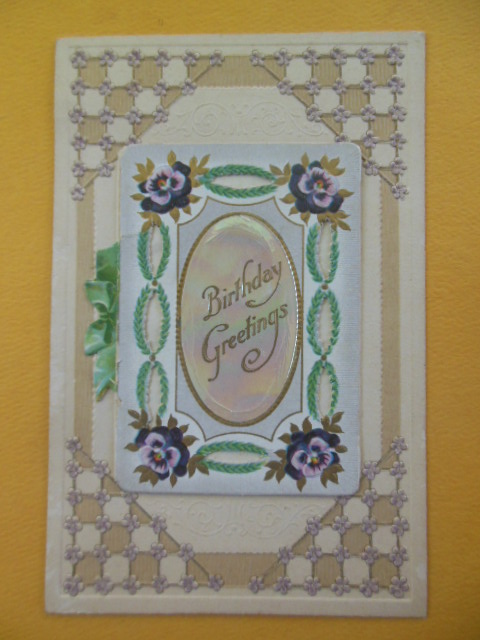 Postcard Birthday Greetings Mother of Pearl