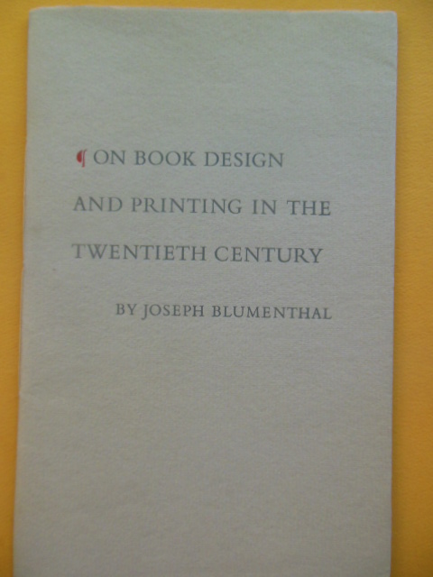 On Book Design and Printing in the Twentieth Century, 1965