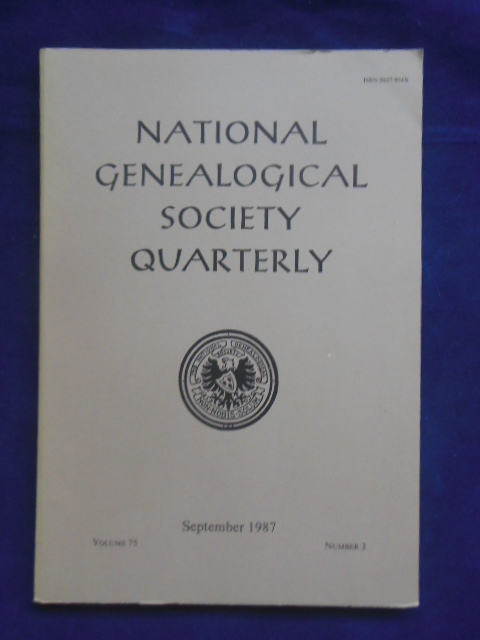 National Genealogical Society Quarterly (September, 1987)