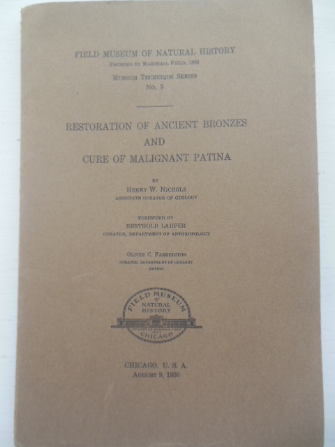 Restoration of Ancient Bronzes and Cure of Malignant Patina (1930)