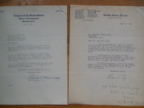 Letters SIGNED Senator Robert A. Taft, OH; Congressman Reid F. Murray, WI (1945)