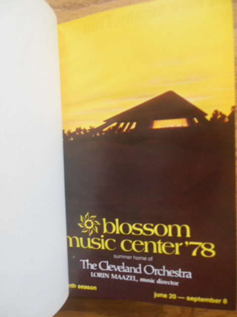 Festival Book and Programs Blossom Music Center Eleventh Season 1978 Cleveland Orchestra