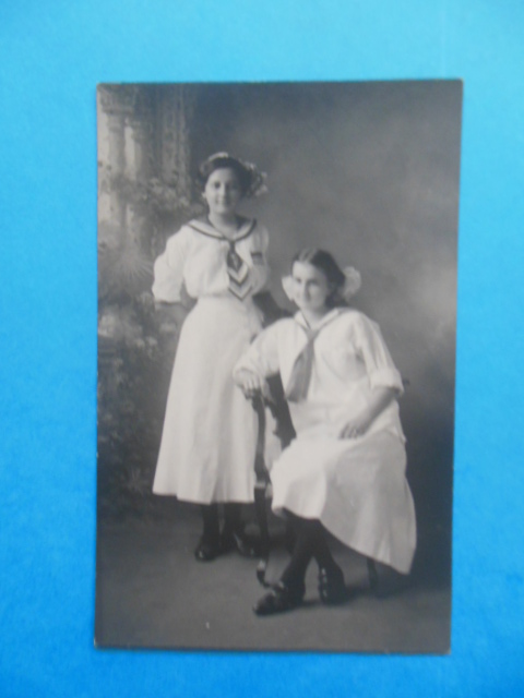 Real Photo Postcard Young Girls in Sailor Dresses