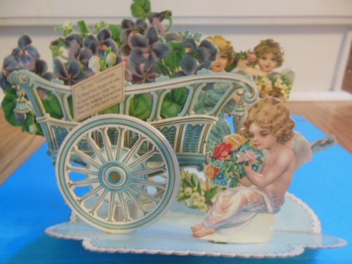 Pop-up Valentine Cupids and Cart of Forget-me-Knots
