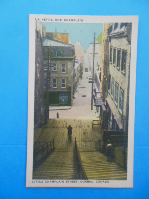 Postcard La Petite Rue Champlain Little Champlain Street, Quebec, Canada