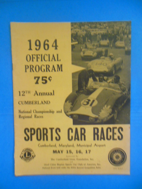 1964 Official Program 12th Annual Cumberland Sports Car Races