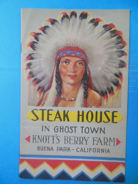 Steak House in Ghost Town Knott's Berry Farm (Menu, 1950's)