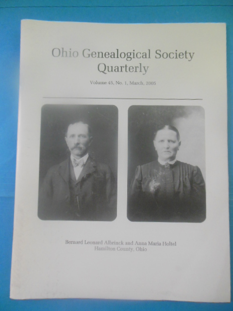 Ohio Genealogical Society Quarterly March, 2005 (Leonard Albrinck and Anna Maria Holtel)
