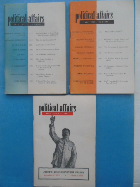 Political Affairs Magazines (Three Issues, 1951-53-54)