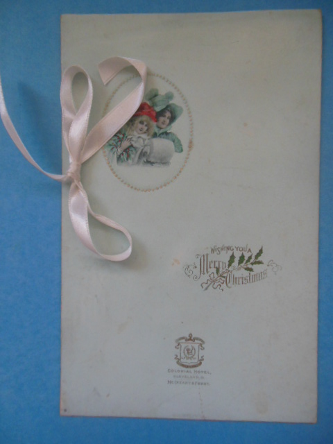 Menu Colonial Hotel, Cleveland Ohio (December 25, 1906)