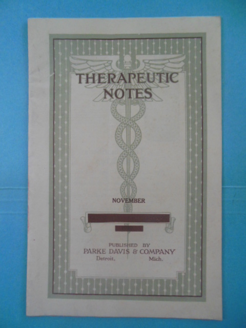 Parke Davis and Company Therapeutic Notes Magazine, 1920