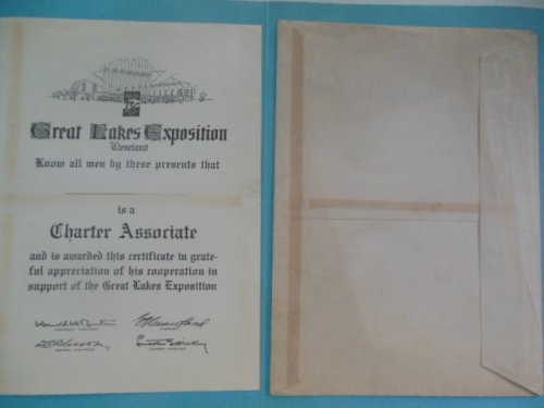 Great Lakes Exposition Cleveland Charter Associate Certificate (1936-37)