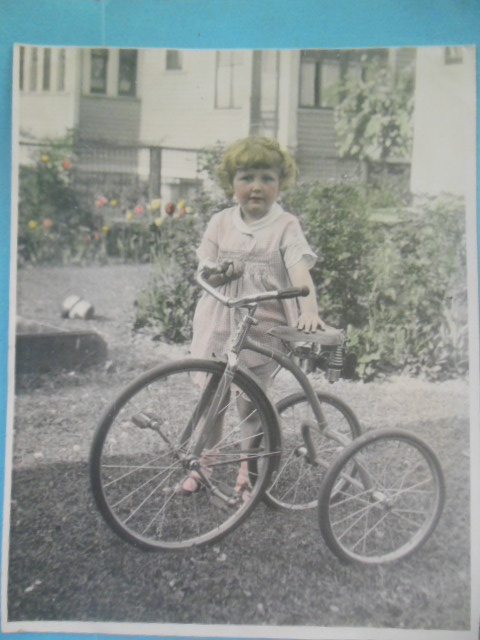Tinted Photograph: Little Girl Big Tricycle