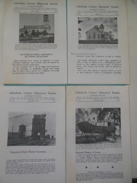 Ashtabula County Historical Society Quarterly Bulletin; Four Issues 1969
