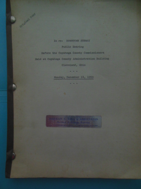 Downtown Subway Public Hearing Before the Cuyahoga County Comissioners Dec. 14, 1959