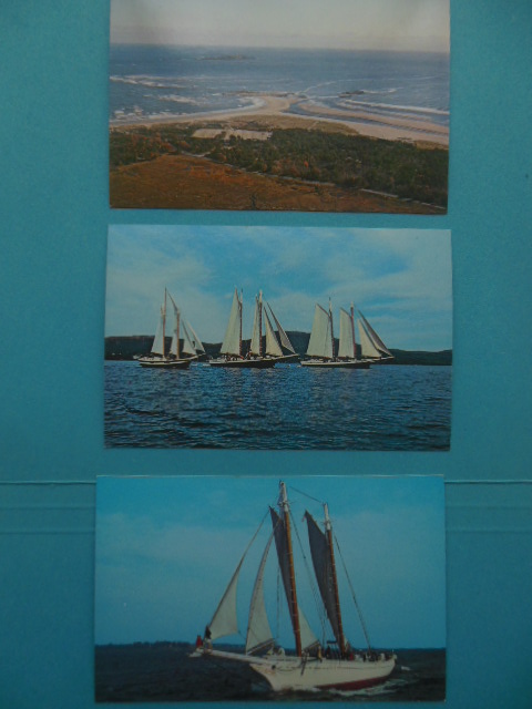 Four Postcards Maine Popham Beach, Windjammer Mary Day; Windjammer Cruises; Windjammer Mattie