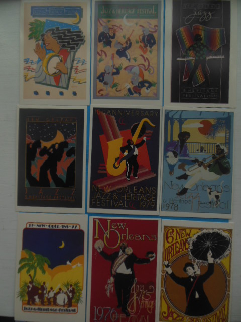 New Orleans Jazz Festival PosterCards -- 1975 -1983. Nine Cards