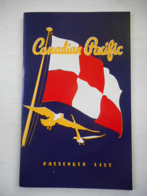 Canadian Pacific Passenger List and More, 1958, 1959