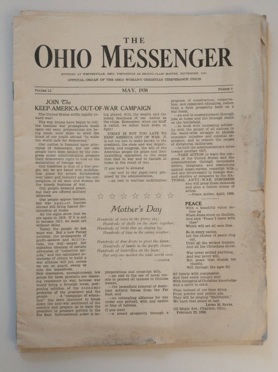 THE OHIO MESSENGER [ 4 ISSUES FROM 1938 ]