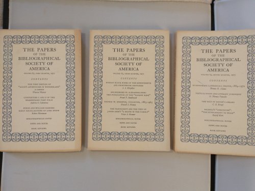 THE PAPERS OF THE BIBLIOGRAPHICAL SOCIETY OF AMERICA