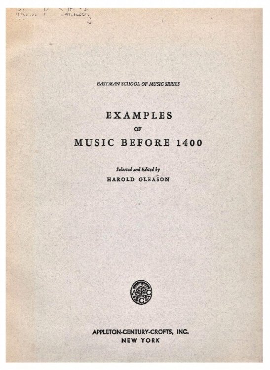 Examples of Music Before 1400 (Eastman School of Music Studies)