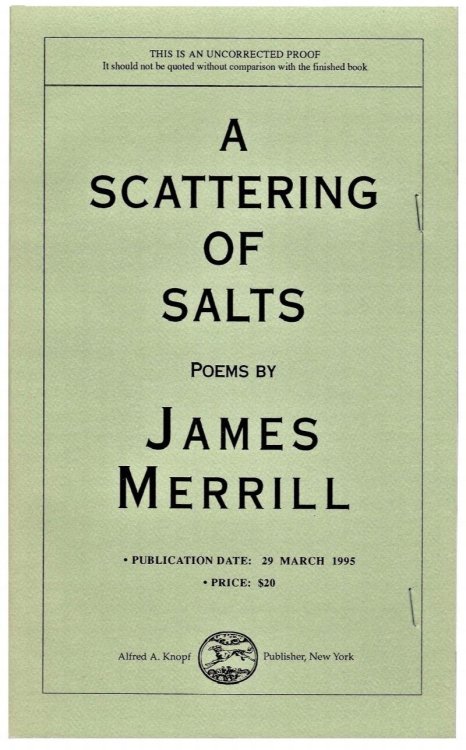 A Scattering of Salts; Poems (Uncorrected Proof)