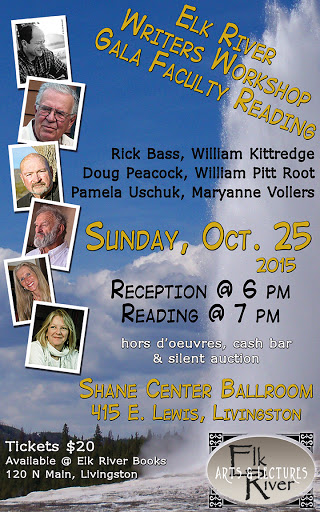 Elk River Writers Workshop Gala Faculty Reading Poster, 25 October 2015