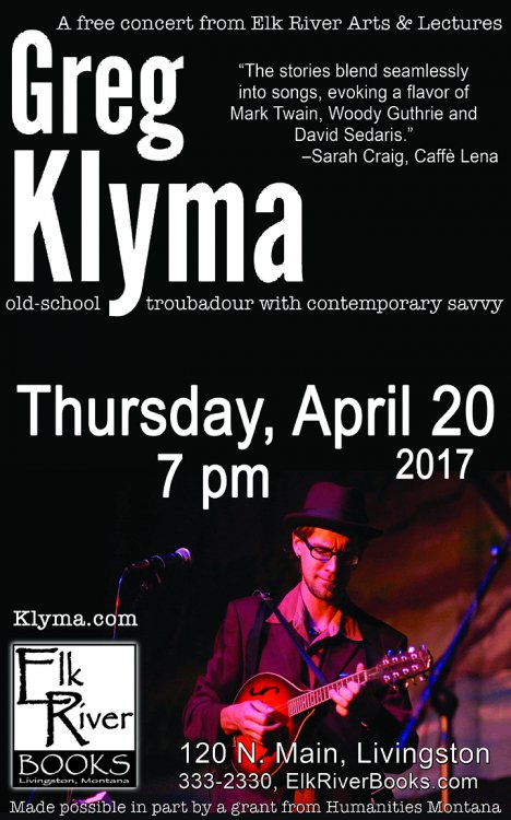 Greg Klyma Concert Poster, 20 April 2017