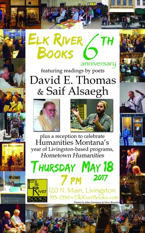 Elk River Books 6th Anniversary Poster, 12 May 2017