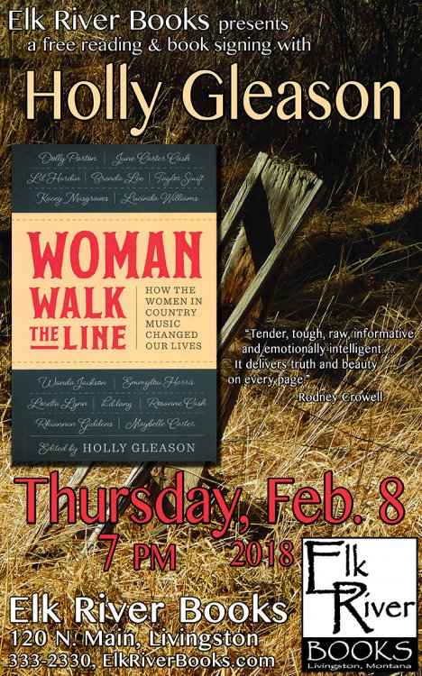 Holly Gleason reading event for Woman Walk the Line poster, 8 February 2018