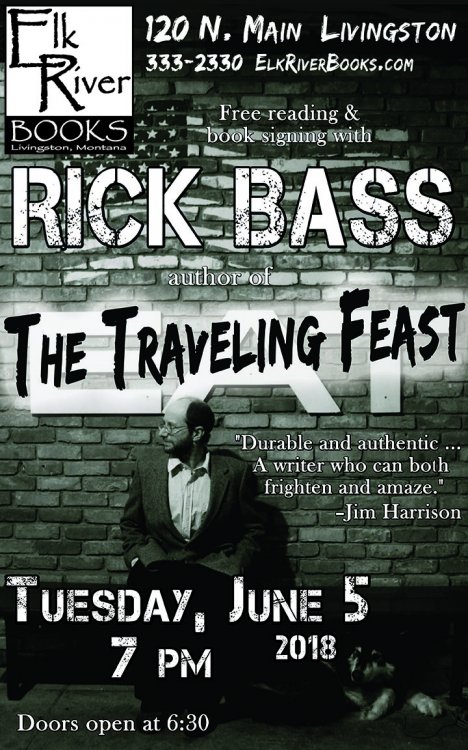 Rick Bass reading event for The Traveling Feast poster, 5 June 2018
