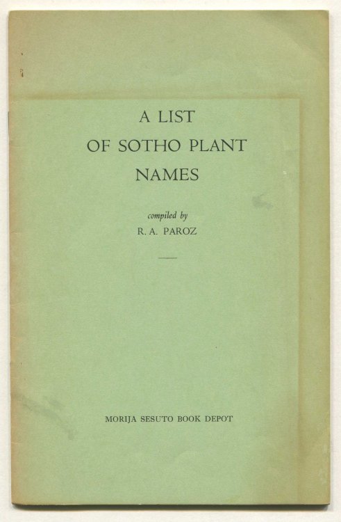 A List of Sotho Plant Names