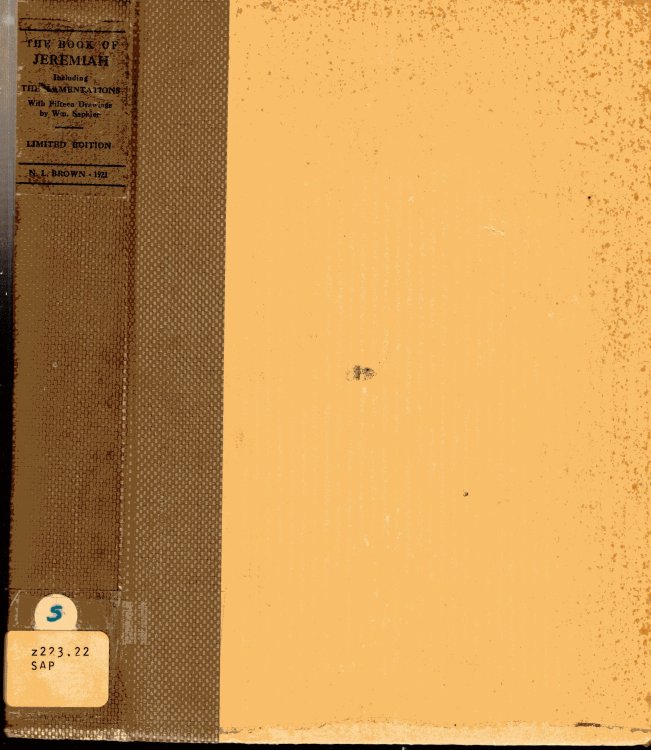 The Book of Jeremiah Including The Lamentations with fifteen drawings in black and white by William Saphier