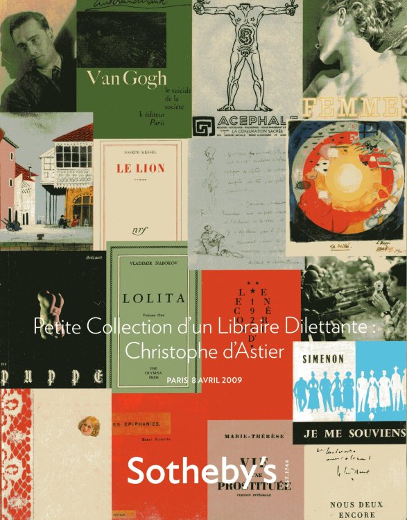 Petite Collection d'un Librairie Dilettante: Christophe d'Astier: Vente a Paris Merced 8 Avril 2009