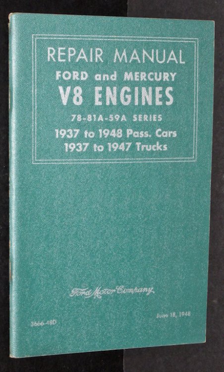 REPAIR MANUAL FORD,MERCURY,& TRUCK V8 ENGINES 1937 TO 1947