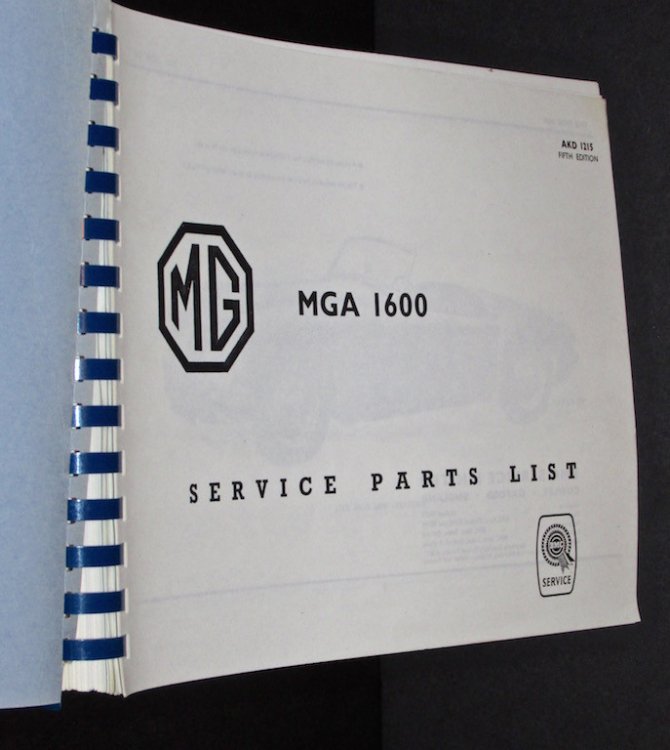 MG MGA 1600 Mk.1 & Mk.2 Service Parts List.