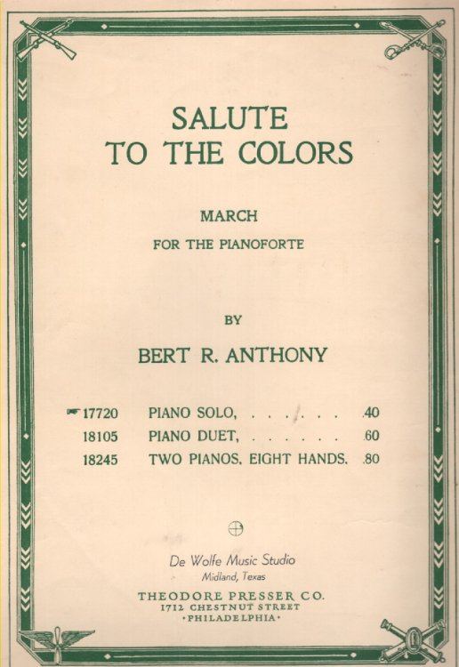 Salute to the colors March for the Pianoforte