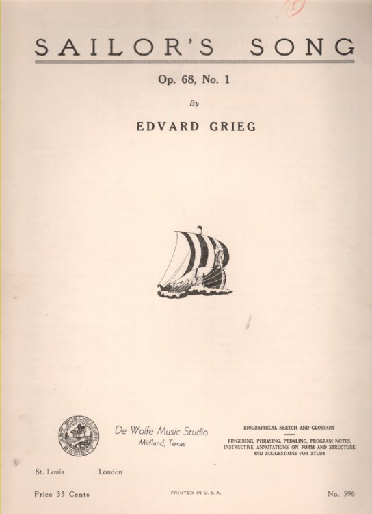 Sailor's Song Op. 68, No. 1