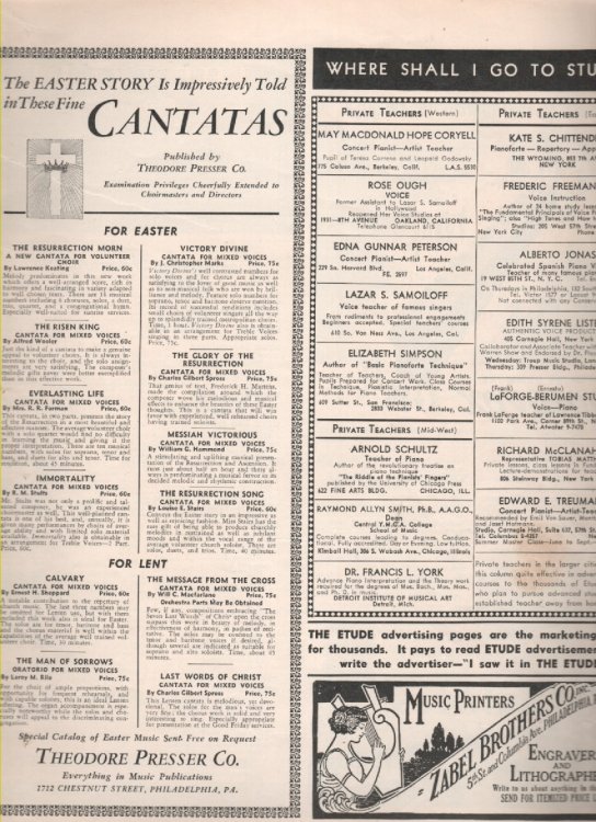 The Etude Music Magazine Volume LX, No. 2february, 1942