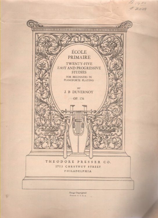 Ecole Primaire Twenty-Five Easy and Progressiv Studies, OP. 176