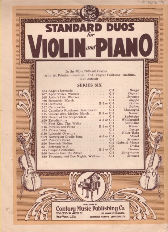 Standard Duos for Violin and Piano Estudiantina - Spanish Waltzes