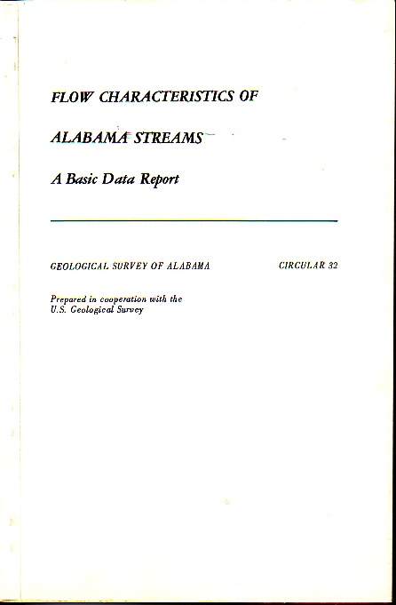 Flow Characteristics Of Alabama Streams; A Basic Data Report