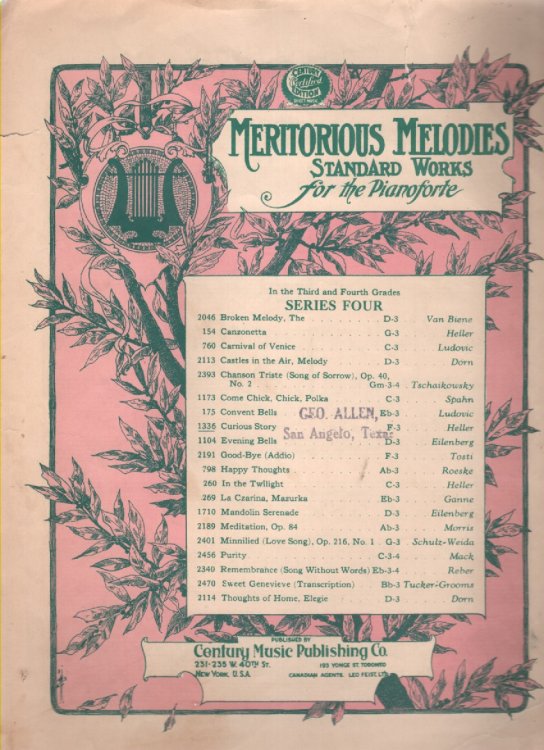 Meritorious Melodies Standard Works for the Pianoforte Curious Story - Kuriose Geshichte