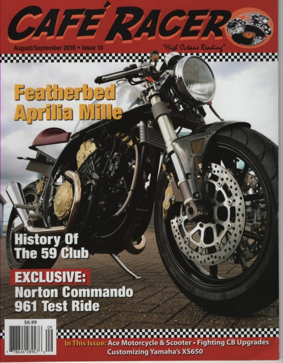 Cafe Racer, August - September 2010 Issue 10; Featherbed Aprilia Mille