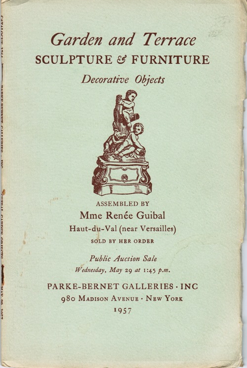 Garden and Terrace Sculpture & Furniture, Decorative Objects, Assembled by Mme Rene Guibal, Haut-du-Val (near Versailles), New York, May 29, 1957 (Sale 1764)