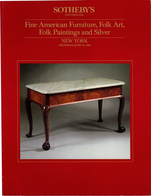 Fine American Furniture, Folk Art, Folk Paintings and Silver, New York, June 26, 1986 (Sale 5473)