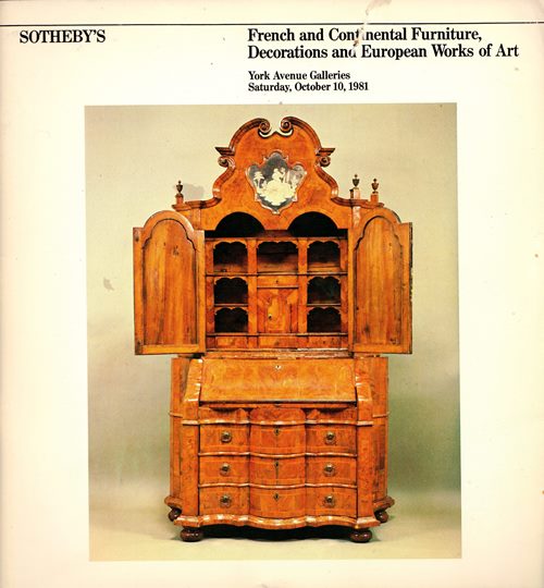 French and Continental Furniture, Decorations and European Works of Art, New York, October 10, 1981 (Sale 4695Y)