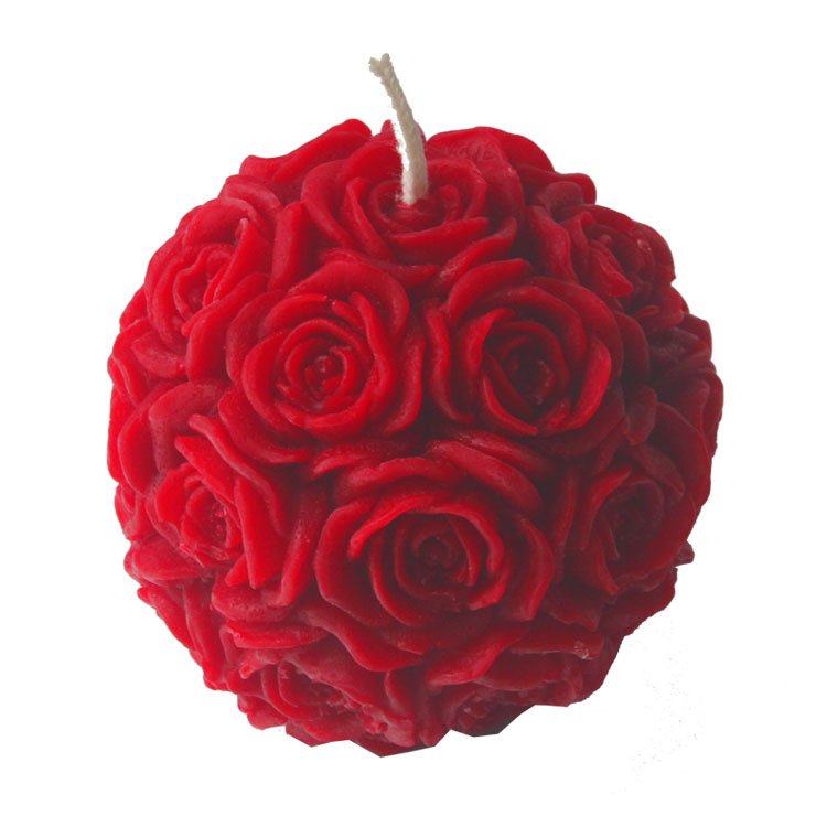 Candle, rose ball large